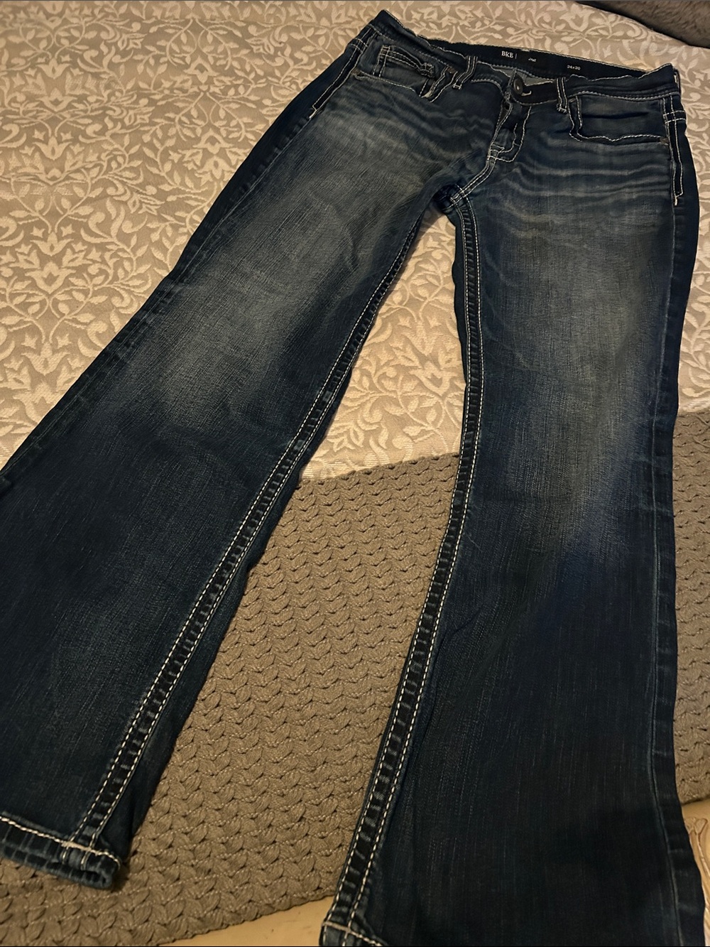 BKE Dark Blue Flared Jeans with Contrast Stitching